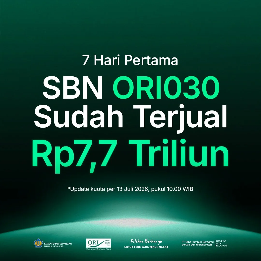 Seminggu Ditawarkan Penawaran, Kuota SBN ORI030 Terjual Rp7,7 Triliun